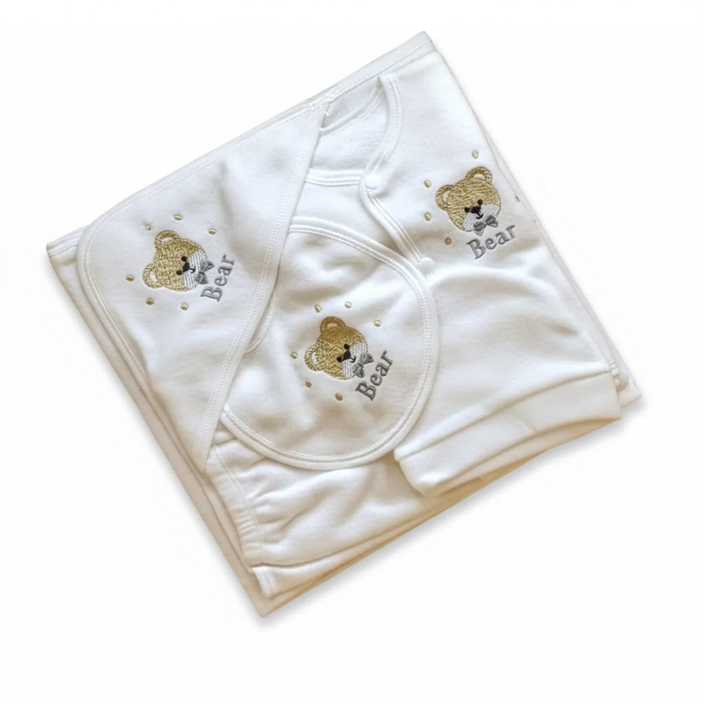 Newborn Baby Starter Set – 5 Pieces | Cozy Winter Wear |  Bear Print
