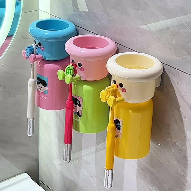 Magnetic Upside Down Toothbrush Cup Holder For Kids