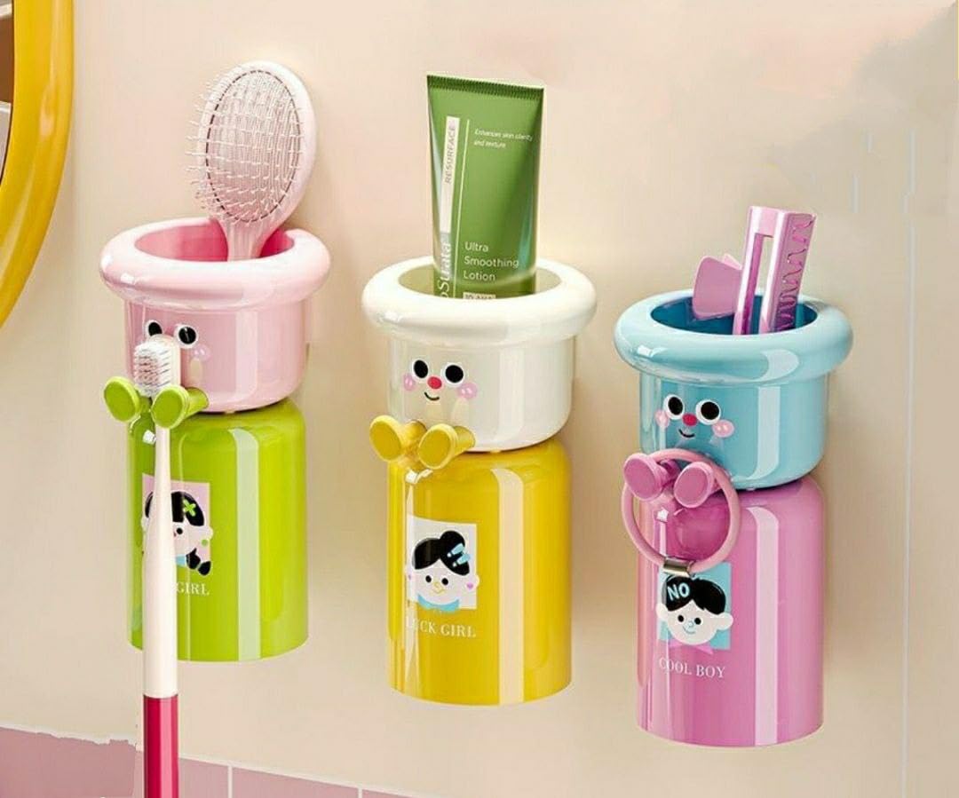 Magnetic Upside Down Toothbrush Cup Holder For Kids