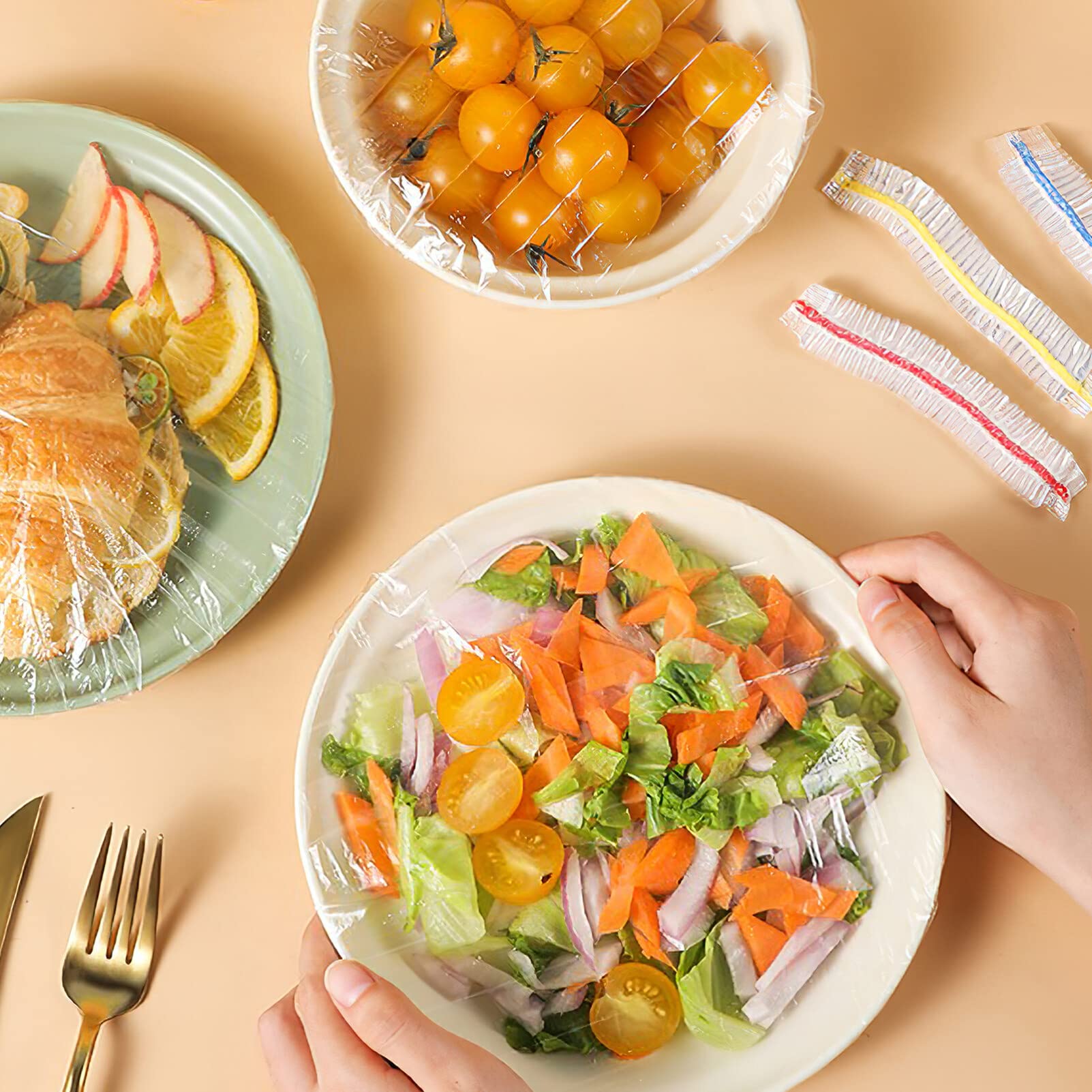 100Pcs Transparent Reusable Elastic Food Storage Covers, Kitchen wrap, Food covers