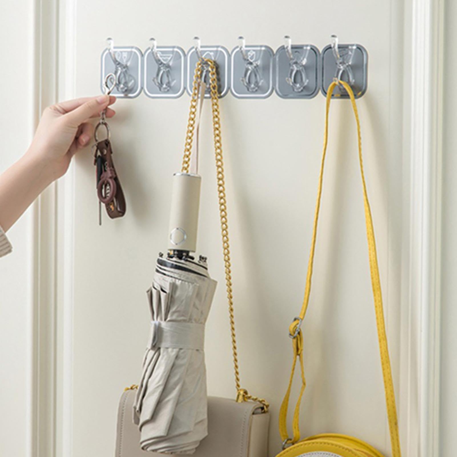 (Pack of 2) Six Row Sticky Hook For Living Room, Kitchen, Bathroom, Locker & Door-hanging