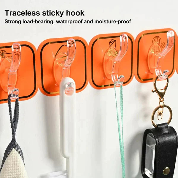(Pack of 2) Six Row Sticky Hook For Living Room, Kitchen, Bathroom, Locker & Door-hanging