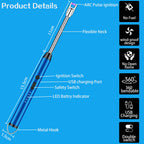 Electric Arc Lighter USB Rechargeable C-Type with 360° Flexible Neck