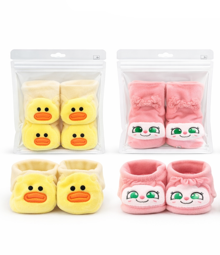 IMPORTED 3D Cartoon Baby Anti-Slip socks – 2 Pair/4pcs (0–12 Months)