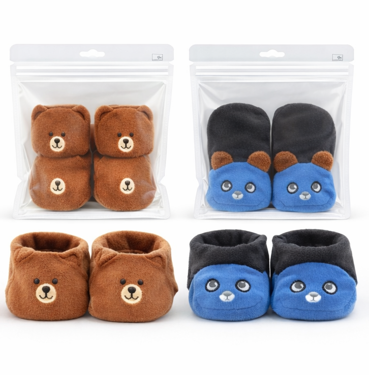 IMPORTED 3D Cartoon Baby Anti-Slip socks – 2 Pair/4pcs (0–12 Months)