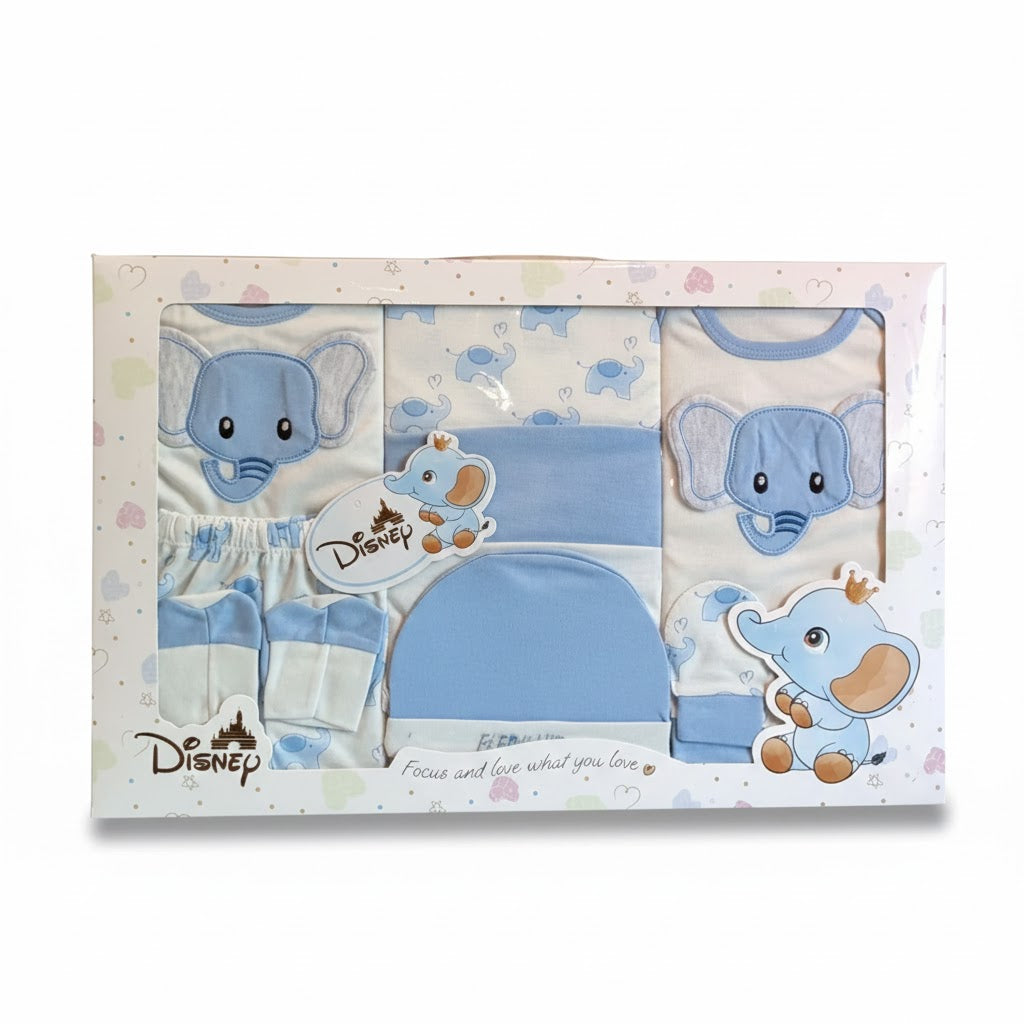 Newborn Baby Starter Gift Box – 10 Pieces | Cozy Winter Wear | Elephant Print