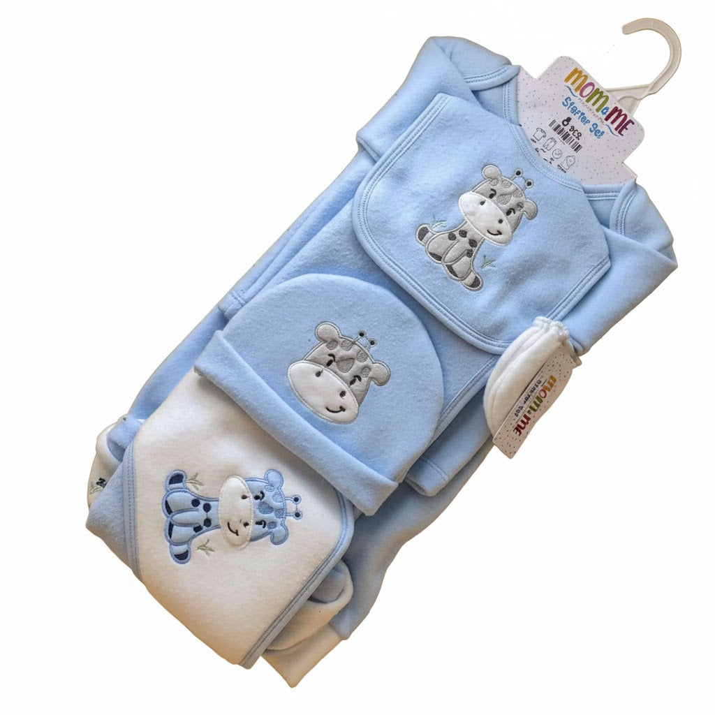 Newborn Baby Starter Set – 8 Pieces | Cozy Winter Wear | Giraffe Print