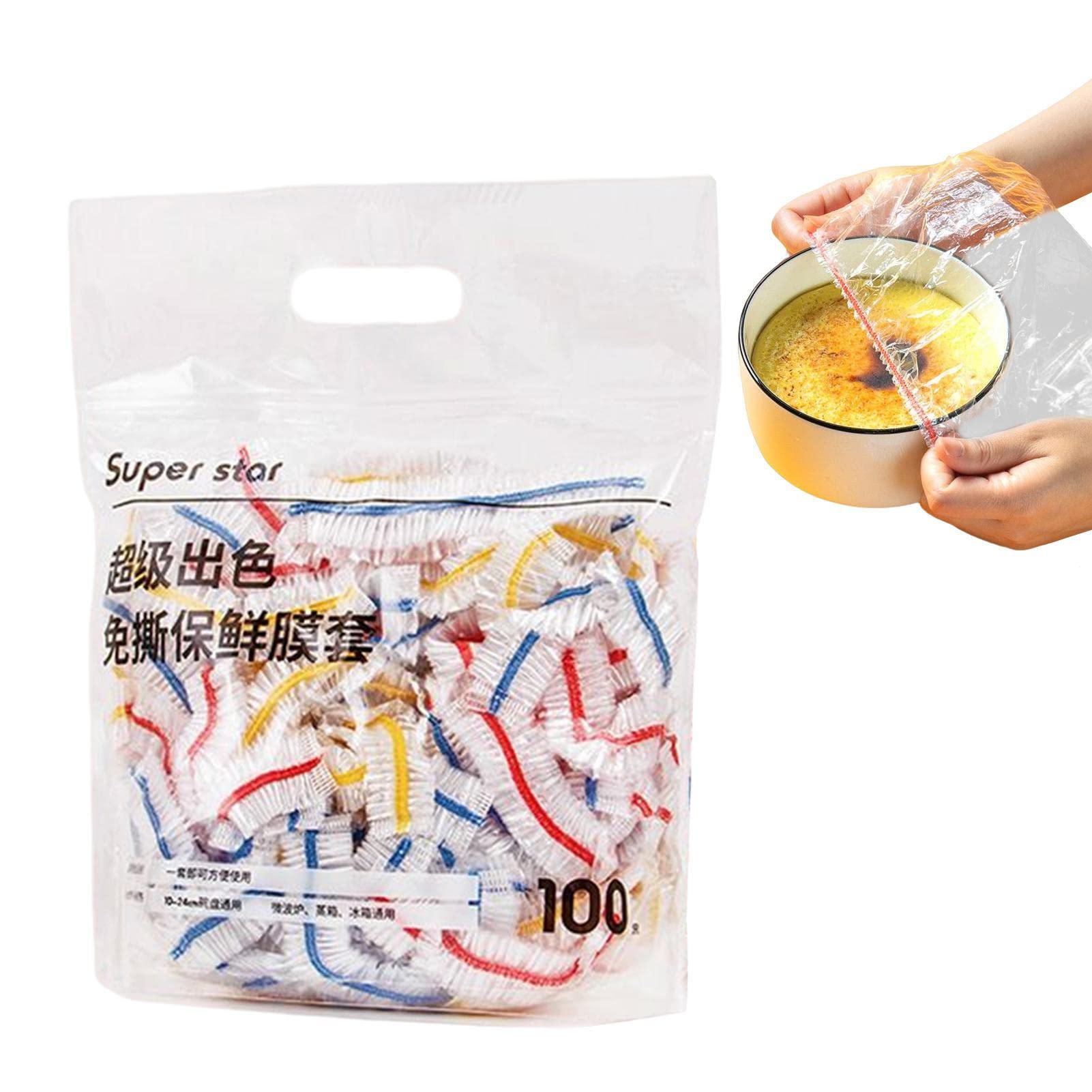 100Pcs Transparent Reusable Elastic Food Storage Covers, Kitchen wrap, Food covers