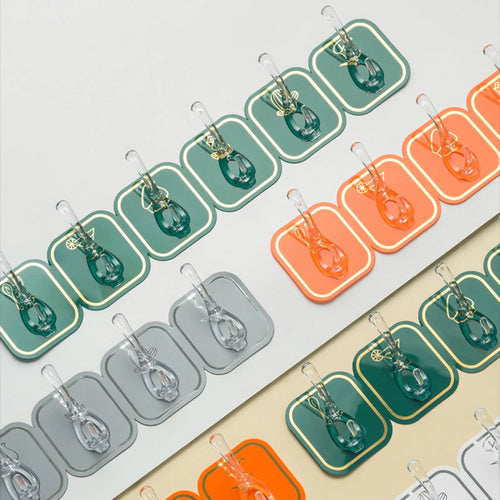 (Pack of 2) Six Row Sticky Hook For Living Room, Kitchen, Bathroom, Locker & Door-hanging